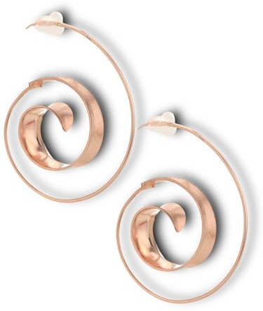 MadamLili - Rosegold Ohrringe Spirale Hängend - 925 Sterling Silber Rose Vergoldet - Matt Handgebürstet Ohrhänger Stecker - Boho Hippieschmuck - Handgefertigt - Exklusive Schmuckbox