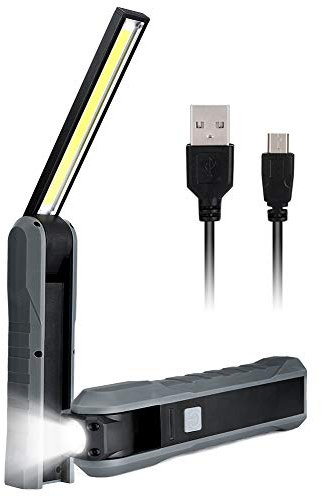 Lampe de travail à LED, lampe d'inspection COB rechargeable avec 4 modes brillante, lampe de travail portable avec lampe de poche USB et lampe magnétique avec aimant (Lampe de travail C)