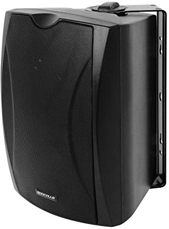 Rockville WET-6B 6.5 Commercial 70V/100V or 8 Ohm Wall Speaker, IP55 Rated, Waterproof ABS Cabinet, Swivel Bracket, Black, for Indoor/Outdoor Installations