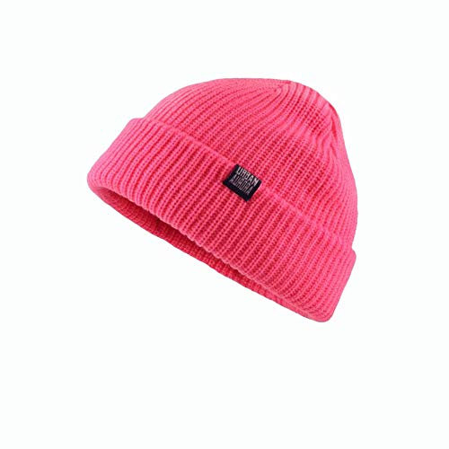 CLAPE Stickad mössa unisex vintermössa mjuk muffrad skalle mössa varm mössa mössa mössa rulla upp kant fiskehatt trawler klocka hatt, KH33-rosa, 56-60 cm (22-23,6 Zoll)