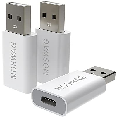 MOSWAG 3 Paquetes de adaptadores USB C Adaptador USB C a USB Adaptador USB Macho a USB C Hembra Compatible con Apple MagSafe, iMac, MacBook Pro, Laptop, PC, computadora y más