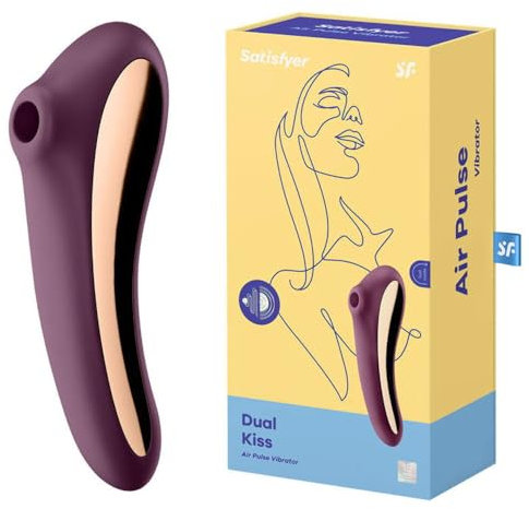 Satisfyer Dual Kiss 2:1 Vibro-Masseur à ondes de Pression | Etanche (IPX7) et Rechargeable | Stimulation intense Sex Toýs Femme | Silicone médical Sex-Toys | Gode Vibro Masseur