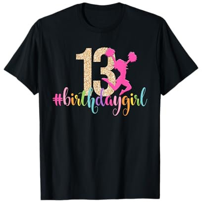 13. Geburtstag Mädchen Cheerleader Regenbogen Cheerleading T-Shirt