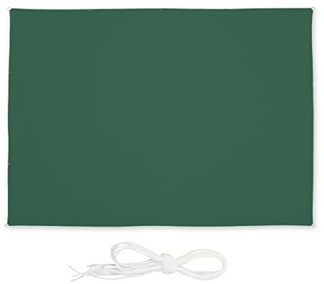Relaxdays Voile d'ombrage rectangulaire, Hydrofuge, Polyester, tendeurs, 4,5 x 5,5 m, Jardin et Balcon, Verte