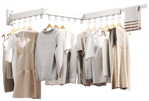 BOQORAD Wall Mounted Collapsible Clothes Drying Rack - Retractable Laundry Hanging Rack