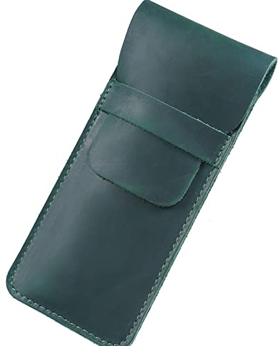 Astuccio in pelle Astuccio Portamatite Fatto A Mano Borsa Crazy Horse Penna Custodia, Verde (L)
