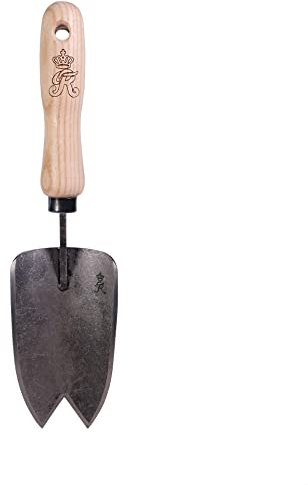 SHW-FIRE Breite Blumenkelle - Ideal für Pflanzarbeiten - Stabiler Stahl, Wurzelschnitt und ergonomischer Holzgriff