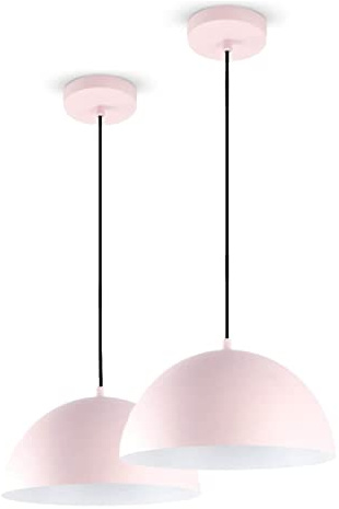 LED Universum 2er-Set Pendelleuchten Jada Rosa Ø30cm x 125cm, E27 Fassung, max. 40W, Hängelampe, Hängeleuchte, Deckenlampe, Wohnzimmerleuchte, Kinderzimmerlampe, Metall