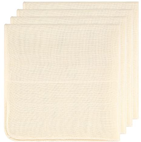4 Piezas Telas Filtrantes Reutilizable, Paños de Muselina para Cocinar, 50 x 50 cm Tela para Queso de Algodón, Filtro de Algodón para Colar Leche de Almendras, Zumos, Batidos de Frutas
