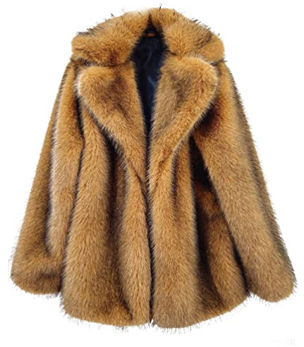 ZhuiKun Damen Kunstpelz Mantel Faux Pelz Winterjacke Kunstfell Trenchcoat Dicker Warme Oberbekleidung Parka Strickjacke