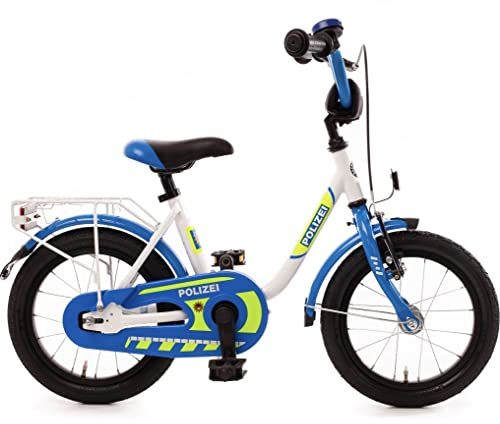 Bachtenkirch Kinderfahrrad 14 Zoll mit Seitenständer und Rücktrittbremse Jungen Mädchen Fahrrad für Kinder ab 3 Jahren deutsche Polizei Modell 2023