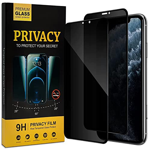 Verco Sichtschutz Full Screen Privacy Glas für iPhone X, iPhone XS Panzer Schutz Glas Folie Anti-Spy Schutzfolie, 2 Stück