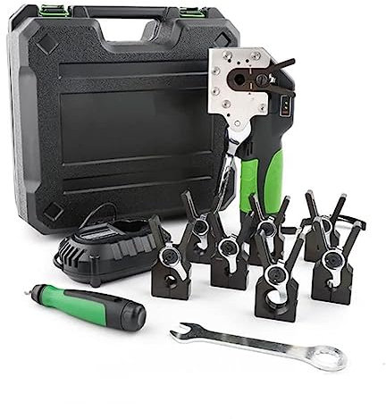 LMYYDES Power Flaring Tool Copper Tube Electric Flaring Tool Kit,Cordless Electric Single Flare Tool with Pipe Cutter & Deburrer, for Soft Copper/Aluminum/Brass Pipes,8collets