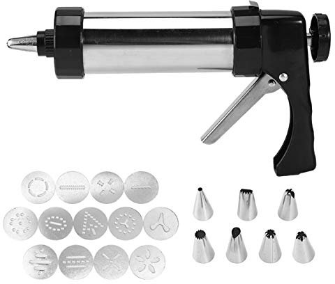 ERICAT Kekspresspistolen-Set, Edelstahl-Kekspresse mit 13 Scheibenformen, 7 Düsen, Spritz-Kekspresse for Backen von Kuchen, Dekorieren/446