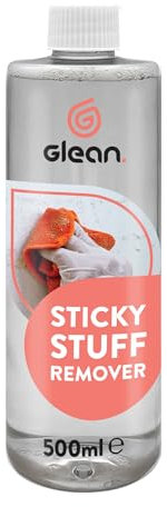 GLEAN Sticky Stuff Remover Liquid | 500ml | STICKY STUFF DISSOLVER | Removes Glue, Adhesives, Sticky Tape, Label Residue, Chewing Gum, Stickers | Multi-Surface: Wood, Glass, Metal, Tiles, Fabric