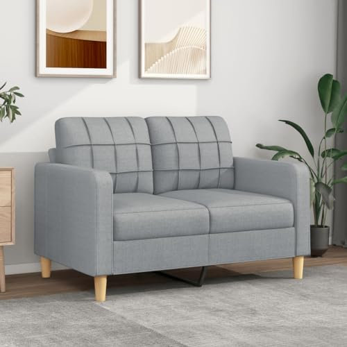 Festnight 2 Sitzer Sofa, Stoff Kleines Couch, Modern 2er Gästesofa mit Armlehne, Getuftetes Loveseat Sofas für Wohnzimmer/Schlafzimmer/Büro/Wohnung, 120 cm,Hellgelb