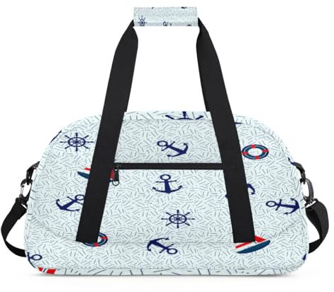 Segelboot Anker Niedliche Marine Sport Seesack für Damen Herren, Anker 24L Wochenende Übernachtung Tasche Tote Holdall Reise Gym Bag für Kinder Mädchen Jungen, farbe, (24L) UK, Taschen-Organizer