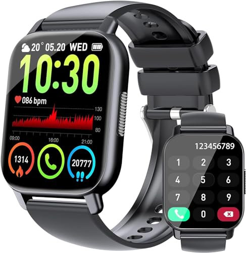 Csasan Smartwatch Herren mit Telefonfunktion, 1,85'' Zoll HD Voll Touchscreen Smart Watch mit Pulsuhr Schlafmonitor Schrittzähler, 112 Sportmodi Sportuhr, IP68 Wasserdicht Fitnessuhr für iOS Android