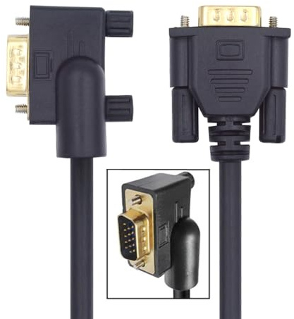 xiwai Cable VGA RGB de 90 grados en ángulo recto macho a macho recto cable de extensión 3COAX+6C para monitor de computadora proyector 1m/3.3ft
