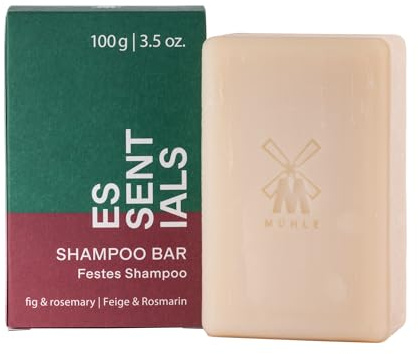 MÜHLE Essential Champú sólido – 100 g Unisex Jabón para el cabello vegano – para ducha y baño – Higo y romero