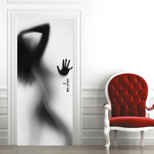 3D Frau Mit Schwarzer Silhouette 85 X 210 Cm Türtapete Selbstklebend Türposter Vinyl Entfernbar Türaufkleber Aufkleber Zuhause Dekor - Kinderzimmer Wohnzimmer Küche Schlafzimmer Bürotür Fotos 0