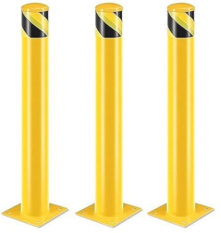 Poteau de borne, 91 cm, barrière de parking pour stationnement, Pilona jaune leurres parking pour planification routière (Φ11,4 cm, 3 pièces)