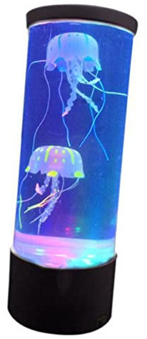 HOMSFOU Led Quallenlampe Mittlere Größe 28cm x 10,4cm Synthetische Quallen Aquarium Stimmungslicht Tischlampe Nachtlicht Wohnzimmer Büro Dekor