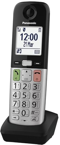 Panasonic KX-TGUA40EXB zusätzliches Mobilteil für Digitale Schnurlostelefone KX-TGU430/KX-TGU410, LCD-Display, FavoritenTaste,extra laut,hörgerätekompatibel, Hauptgerät erforderlich, Schwarz & Silber