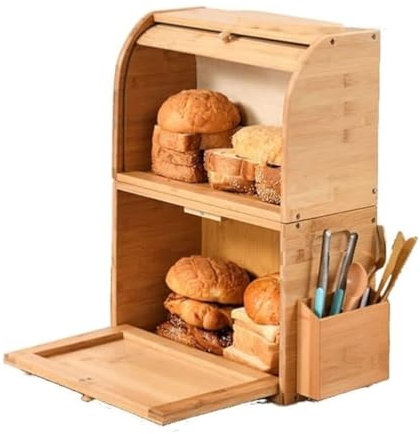 Boite A Pain Boite à Pain Boîte À Pain En Bois Style Ferme Boîte À Pain Pour Le Stockage Des Aliments Sur Le Comptoir Pour Garder La Cuisson Fraîche Huche à Pain Boîte De Rangement(43*18*50cm)