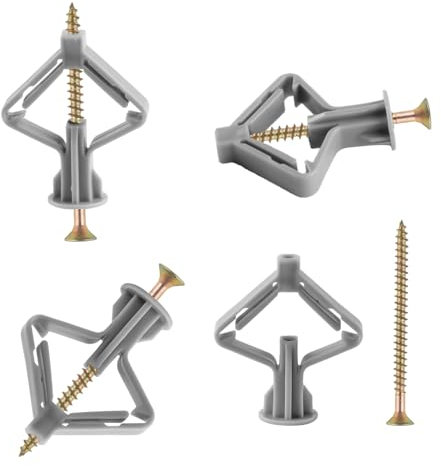 Plasterboard Wall Plugs and Screws Set, Drywall Anchors and Drywall Screws, Plaster Board Screws and Wall Plugs Set, Wall Raw Plugs and Screws Set, Dry Wall Cavity Plasterboard Fixings for TV Bracket