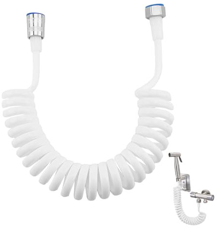 Flexible Spring Shower Hose 300cm, ABS Telescopic Hose, Universal Shower Tube with Standard 1/2 Inch Connector, Scalable Spiral Shower Pipe for Toilet, Bidet Sprayer, Hand Shower Bathroom Accessories