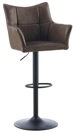 TUKAILAI 1X Barhocker Kunstleder, Barstuhl Höhenverstellbar,360° Drehbar, Hocker mit Armlehne und Rückenlehne, Moderner Küchenhocker Tresenhocker Bistrohocker für Küche Bars Esszimmer, Braun