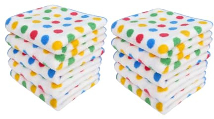 SECFOU 10pcs Microfiber Kitchen Cleaning Cloths Reusable Dish Cloths | 30x30cm, Colourful Polka Dot Design, Soft and Absorbent, Household Cleaning and Drying Use