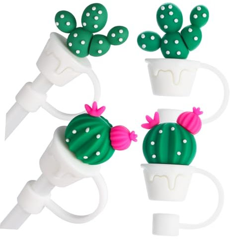TOPBATHY 4 Tapones De De Cactus Taza De De Oso Tapa Con Punta De Pajitas Comestibles Pajitas Para Batidos Vasos Con Tapas Y Linda Pajita Reutilizable Tapa De