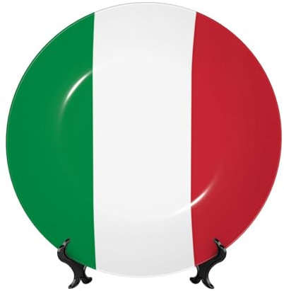 Platos decorativos elegantes de la bandera italiana, platos de porcelana china con soporte de exhibición y gancho para decoración de pared, regalo de boda