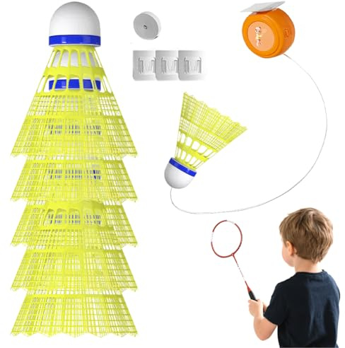 Badminton Rebound Trainer - Tragbares Höhenverstellbare Rebound Badminton Set, Selbststudium Training Rebound Batminton Ausrüstung Selbstlerngerät für Wohnzimmer Balkon Badmintonplätze Garten Parks