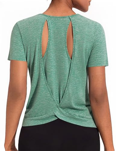 Gyabnw T-Shirt Donna Palestra Tessuto Leggero e Traspirante Maglietta Trekking Donna con Design a Maniche Corte e Retro Aerato per attività Sportive