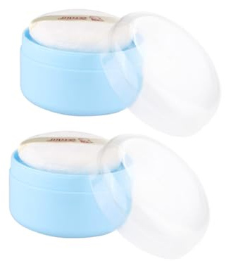 HAMPPLIES 2 Stück Puderquaste mit Sieb und Verschluss Leerer Plastik Pulverbehälter mit Schwamm für Puder für Reise und Zuhause