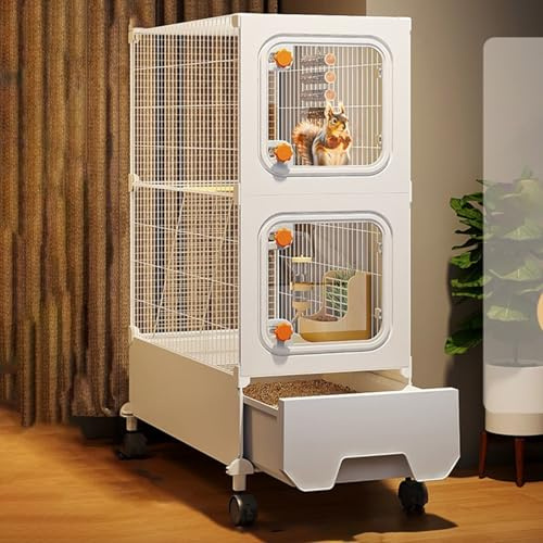 Chinchillakäfig, Eichhörnchenkäfig, Katzenkäfig, Laufstall Für Kleintiere, 1,5 Cm Gitterabstand, Leicht Zu Reinigen, Herausziehbares Gitterfach Für Chinchillas/Kaninchen, Frettchenkäfige(36*36*96cm)
