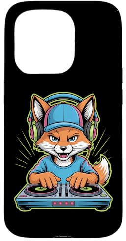DJ Renard avec Casque Et Platines Coque pour iPhone 15 Pro