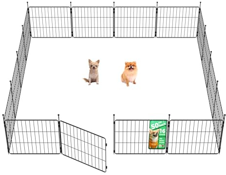 fxw MiniPaws Hundelaufstall für kleine Hunde & Welpen, 50cm 16 Paneele, Welpenlaufstall für drinnen & draußen, Garten & Camping