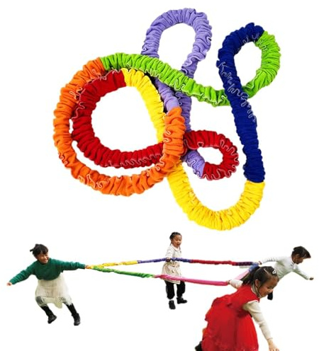 Elastisches Stretchband, weiches kooperatives Seil, 4-Wege-Teamband für Kinder, langlebiges sensorisches Trainingsspielzeug für Outdoor-Spielen, Kindergarten, Schule, Spiele, Aktivitäten