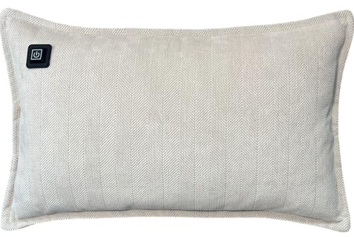 Warmpi® Kabellos Infrarot-Heizkissen, Wärmekissen mit Powerbank – Chenille 30x50 cm – Flexibel einsetzbar & mit integriertem 3m Kabel verwendbar (Beige)