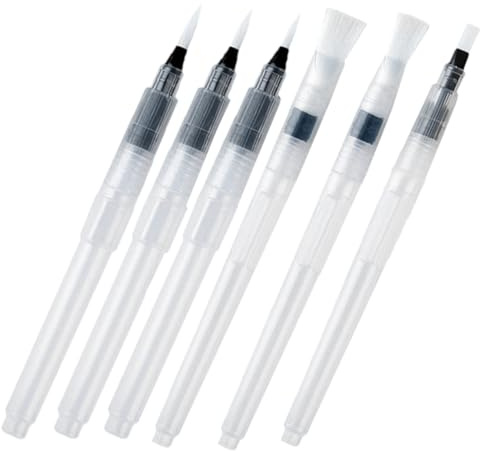 TOVINANNA 6 Piezas Bolígrafos Acuarela con Pincel de Agua Set Portátil para Principiantes Útiles para Pintura Artística Mezcla de Colores y Líneas Finas Suministro de Arte Versátil