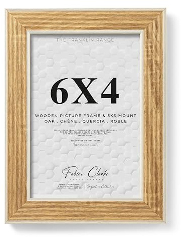 6x4 Oak Photo Frame with White Washed Trim, 6x4 Picture Frame Wooden Photo Frame for Home, Office or Gift Display Scandinavian Style
