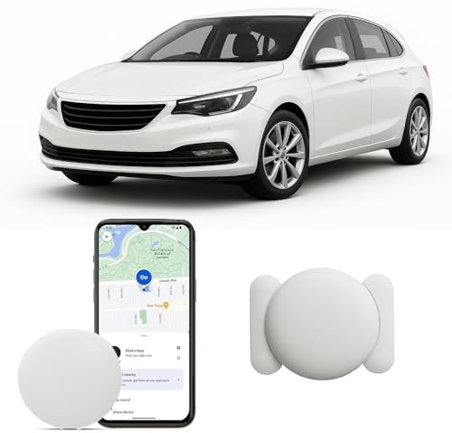 GPS Coche localizador Android, GPS Tracker rastreador magnético Oculto para Coches Sin cuota mensual, no SIM, Seguimiento en Tiempo Real para niños, Mascotas,Compatible con goo- gle Find My (1 Blanca)
