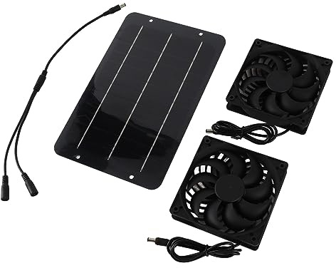 Cocoarm Kit de Ventilateurs à Panneau Solaire 10 W à Double Ventilateur D’extraction pour Serre, Poulailler et Pièce pour Animaux, avec Grille de Protection en Matériau ABS étanche