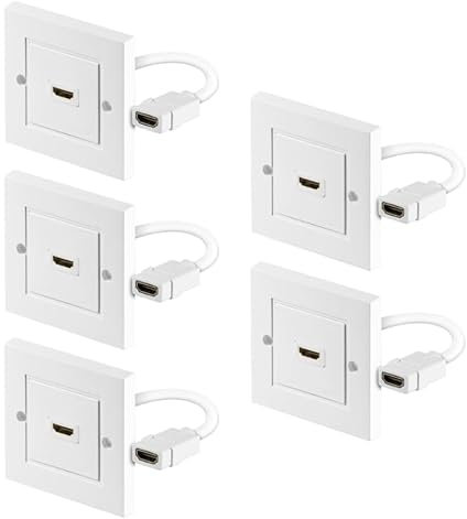 PerfectHD 5 Stück HDMI Wanddose 1 Fach Anschlussdose Buchse Unterputz Dose weiß FullHD 3D