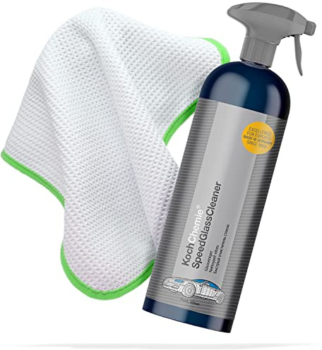 detailmate KochChemie Speed glasrengöringsmedel 750 ml & Liquid Elements Streak Buster – mikrofiberrengöringsduk, 400 GSM, 35 x 35 cm, glasrengöringsduk, rengöringsduk
