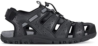 Geox Strada U, Sandalias Punta Cerrada Hombre, Negro C9999, 45 EU